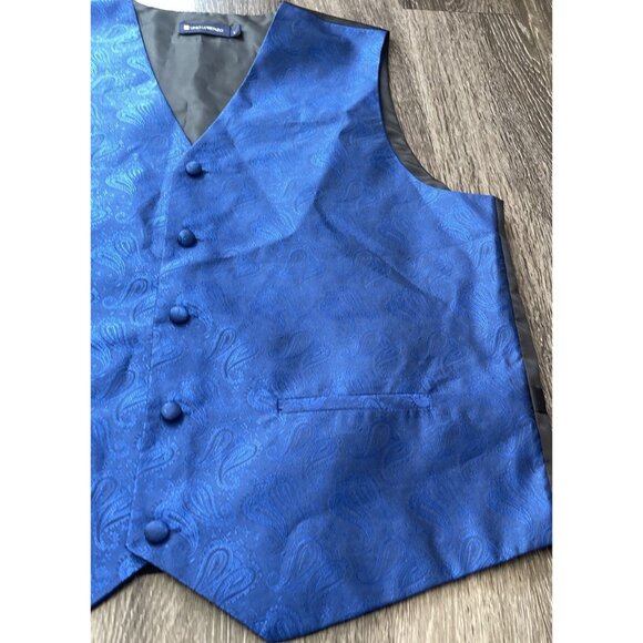 Vintage Pierre Cardin Vest Mens sz Large Blue Paisley V Neck Sleeveless Button - Picture 8 of 13